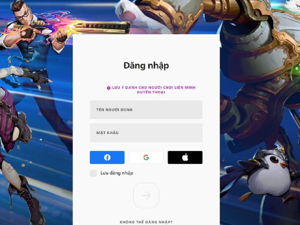 Các bước đổi tên trên trang web của Riot