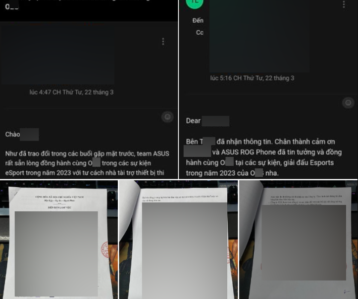 Email và biên bản làm việc giữa Asus và T.Gấu liên quan đến việc mượn 10 chiếc ROG Phone