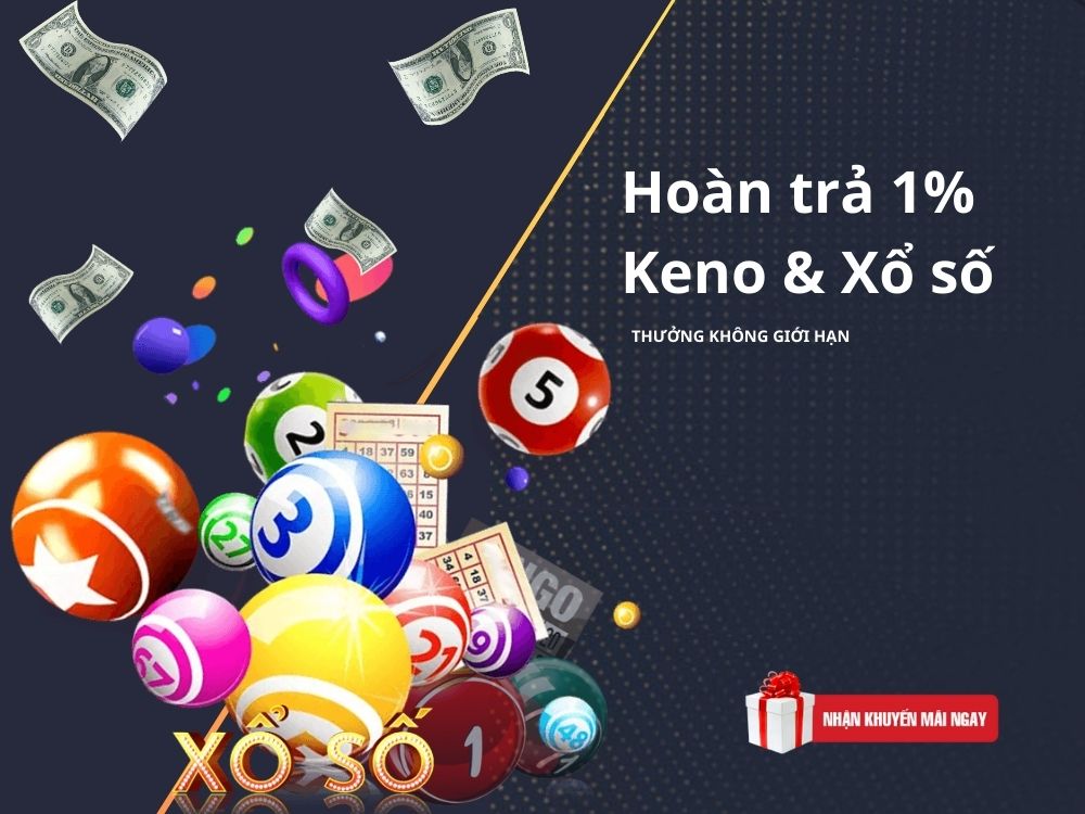 Hoàn trả 1% tiền cược mỗi ngày tại Keno & Xổ số