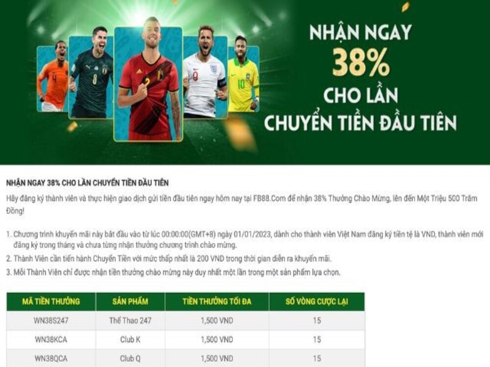 Nhận 38% khuyến mãi cho lần chuyển tiền đầu tiên