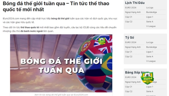 Chuyên mục tin tức bóng đá thế giới tuần qua tại iEuro2024.com