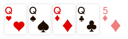 Hình ảnh tứ quý hoặc four of a kind trong poker